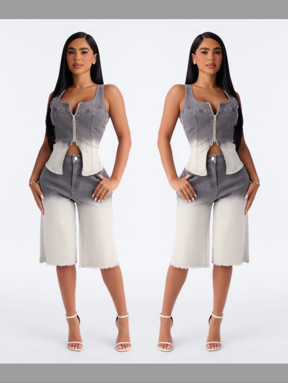 Fashion Nova Toned Down Denim Short Set - Vintage Wash